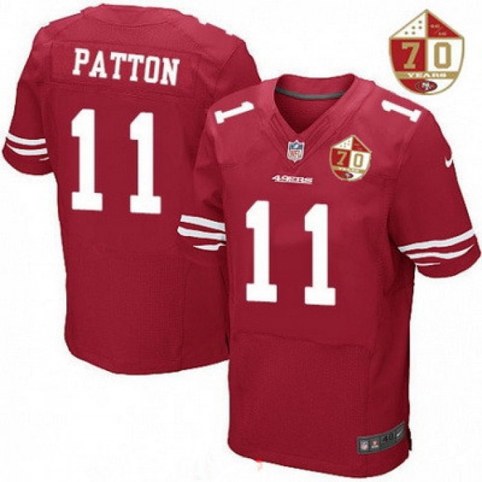 Men's San Francisco 49ers #11 Quinton Patton Scarlet Red 70th Anniversary Patch Stitched NFL Nike Elite Jersey