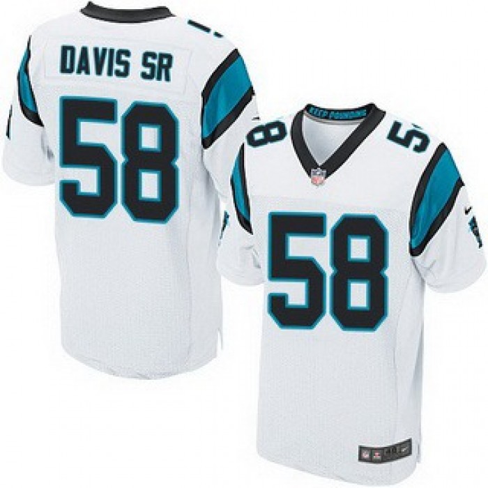 Men's Carolina Panthers #58 Thomas Davis Sr White Road NFL Nike Elite Jersey