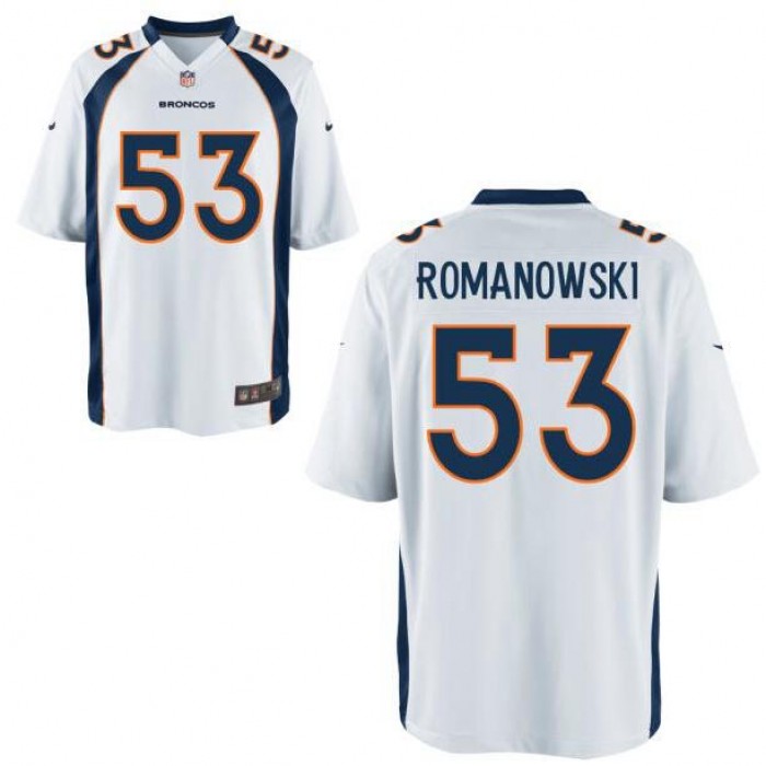 Men's Denver Broncos Retired Player #53 Bill Romanowski White NFL Nike Elite Jersey