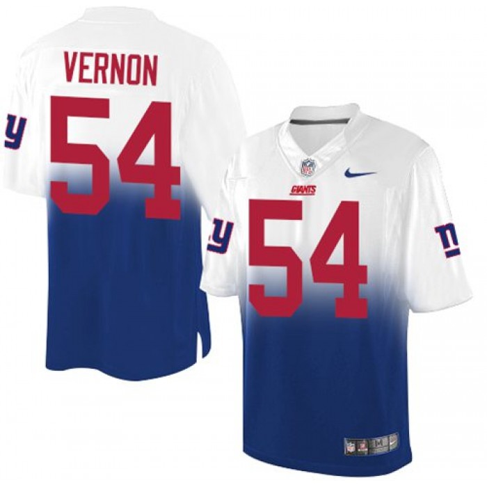 Nike Giants #54 Olivier Vernon Royal Blue White Men's Stitched NFL Elite Fadeaway Fashion Jersey