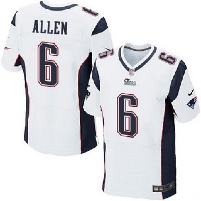 Men's New England Patriots #6 Ryan Allen White Road NFL Nike Elite Jersey