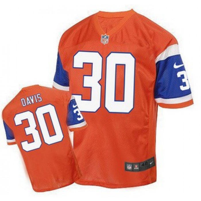 Men's Denver Broncos #30 Terrell Davis Retired Player Orange 1998 Retro Elite Jersey