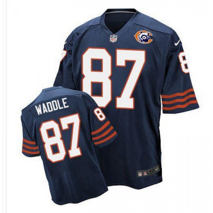 Nike Bears #87 Tom Waddle Navy Blue Throwback Men's Stitched NFL Elite Jersey