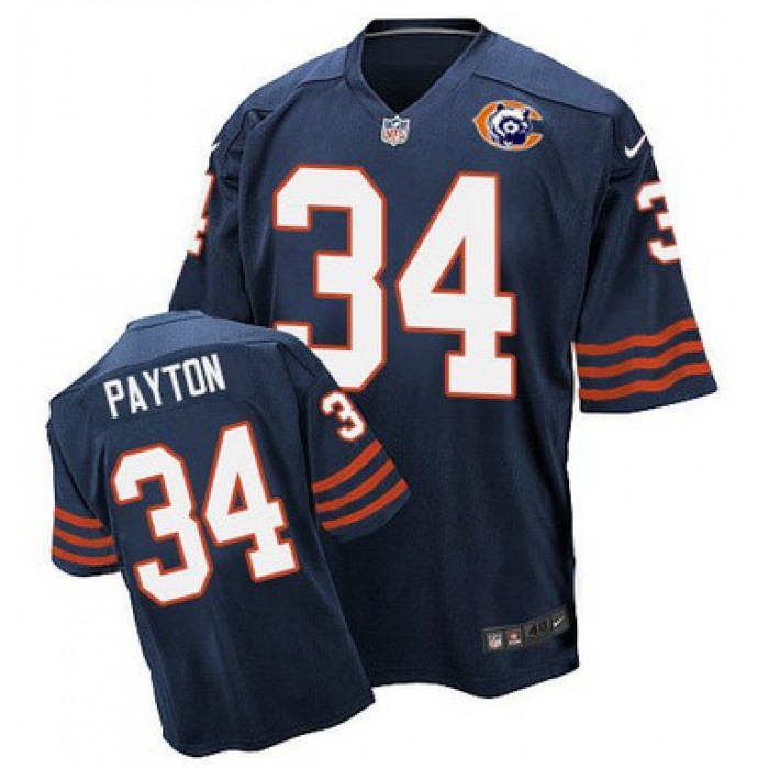 Nike Bears #34 Walter Payton Navy Blue Throwback Men's Stitched NFL Elite Jersey