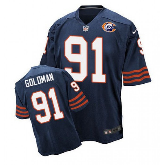 Nike Bears #91 Eddie Goldman Navy Blue Throwback Men's Stitched NFL Elite Jersey
