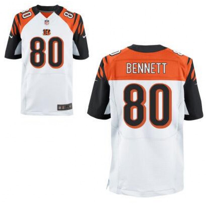 Men's Cincinnati Bengals #80 Michael Bennett White Road NFL Nike Elite Jersey