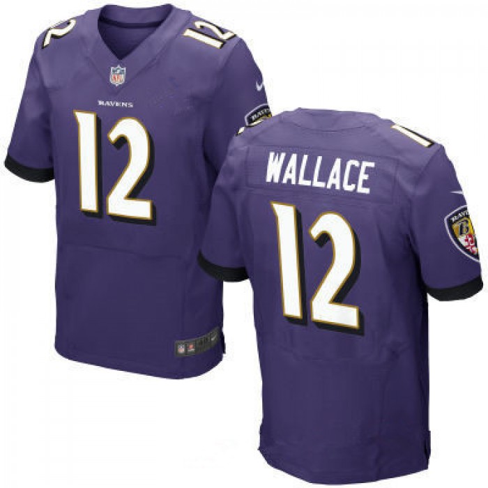 Men's Baltimore Ravens #12 Mike Wallace Purple Team Color Stitched NFL Nike Elite Jersey