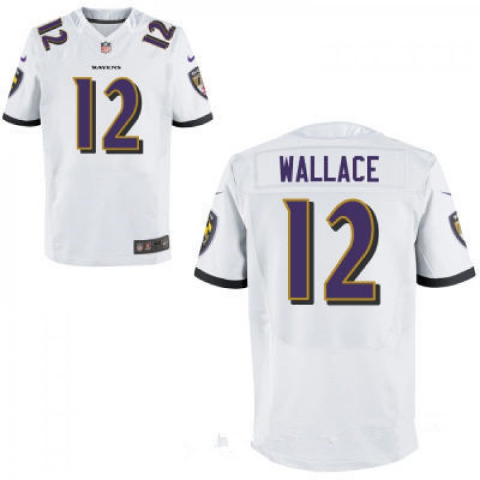 Men's Baltimore Ravens #12 Mike Wallace White Road Stitched NFL Nike Elite Jersey