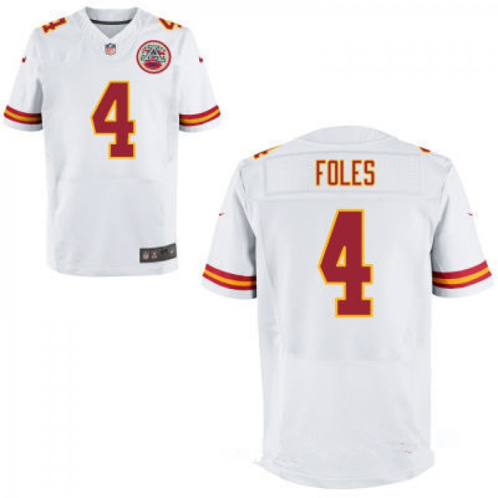 Men's Kansas City Chiefs #4 Nick Foles White Road Stitched NFL Nike Elite Jersey