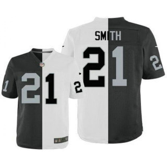 Men's Oakland Raiders #21 Sean Smith Black With White Two Tone Elite Jersey