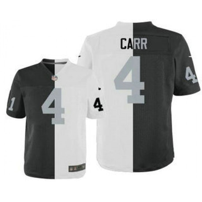 Men's Oakland Raiders #4 Derek Carr Black With White Two Tone Elite Jersey