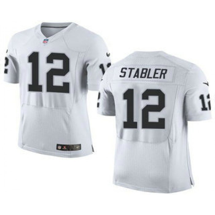 Men's Oakland Raiders #12 Kenny Stabler White Road 2015 NFL Nike Elite Jersey