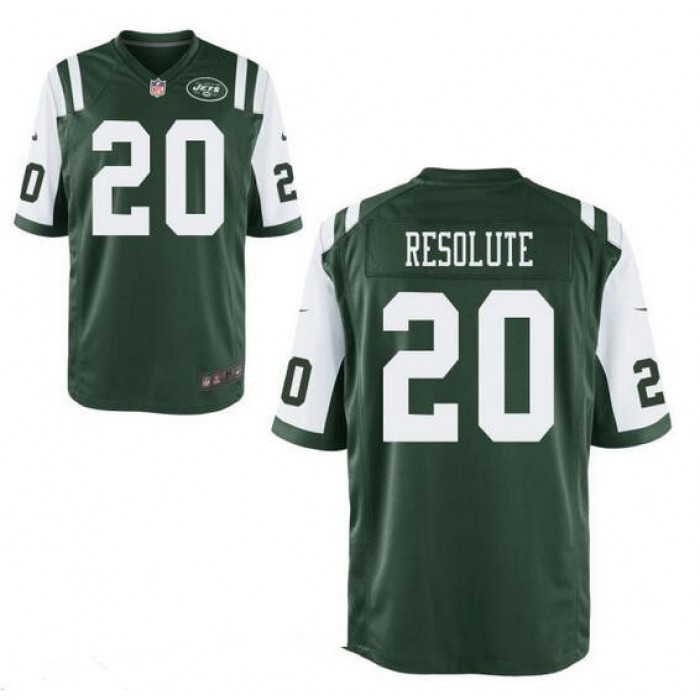Men's New York Jets Resolute Support #20 Resolute Green Team Color Stitched NFL Nike Elite Jersey