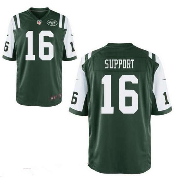 Men's New York Jets Resolute Support #16 Resolute Green Team Color Stitched NFL Nike Elite Jersey