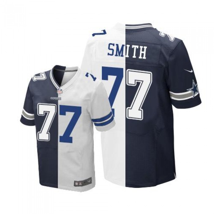 Nike Cowboys #77 Tyron Smith Navy Blue White Men's Stitched NFL Elite Split Jersey
