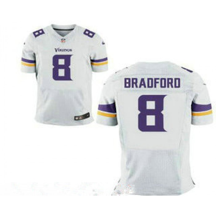 Men's Minnesota Vikings #8 Sam Bradford White Road Stitched NFL Nike Elite Jersey