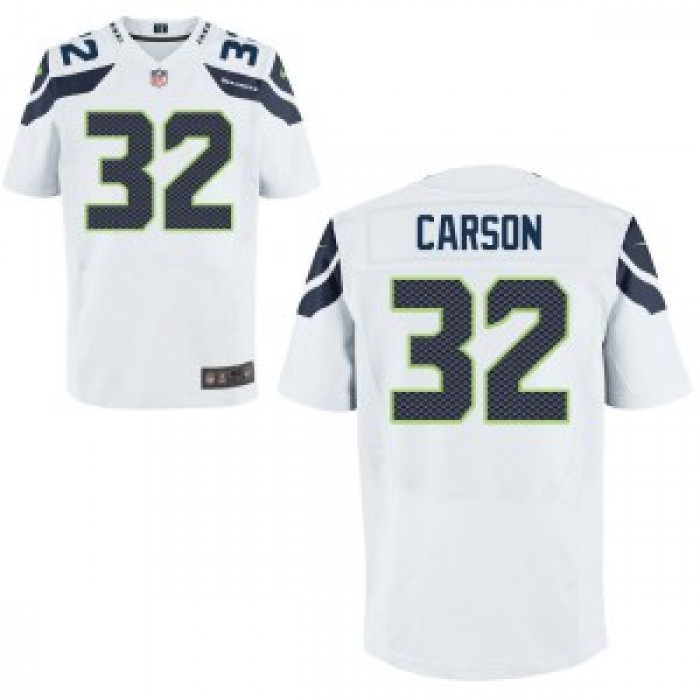 Men's Nike Seattle Seahawks #32 Chris Carson Elite White Jersey