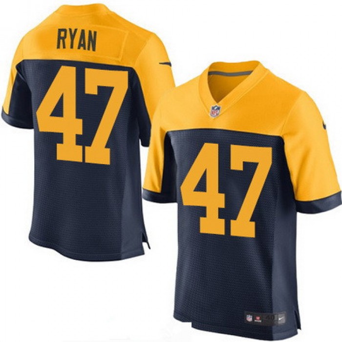 Men's Green Bay Packers #47 Jake Ryan Navy Blue With Gold Alternate NFL Nike Elite Jersey