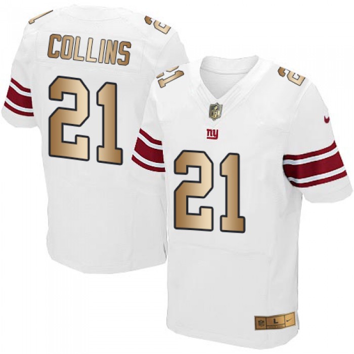 Nike Giants #21 Landon Collins White Men's Stitched NFL Elite Gold Jersey