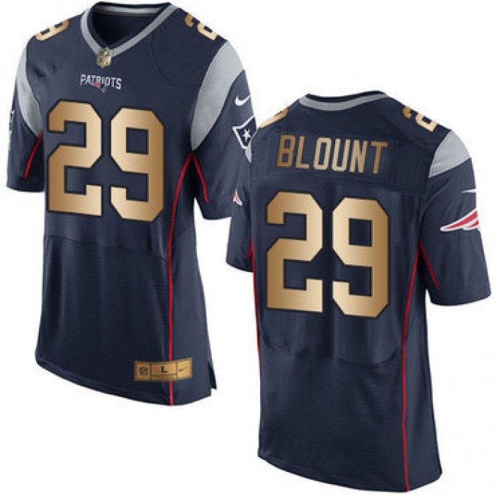 Nike Patriots #29 LeGarrette Blount Navy Blue Team Color Men's Stitched NFL New Elite Gold Jersey