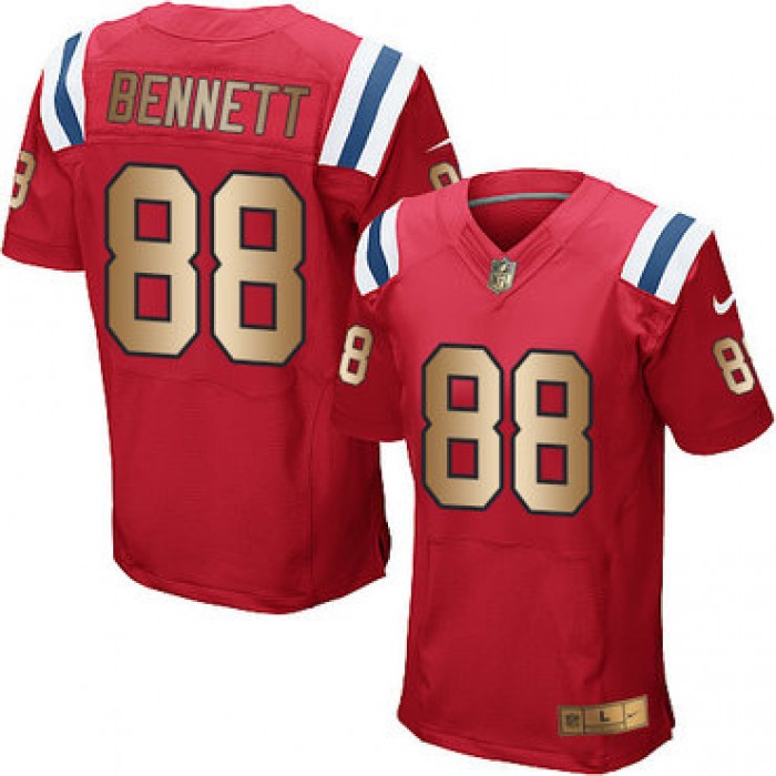 Nike Patriots #88 Martellus Bennett Red Alternate Men's Stitched NFL Elite Gold Jersey