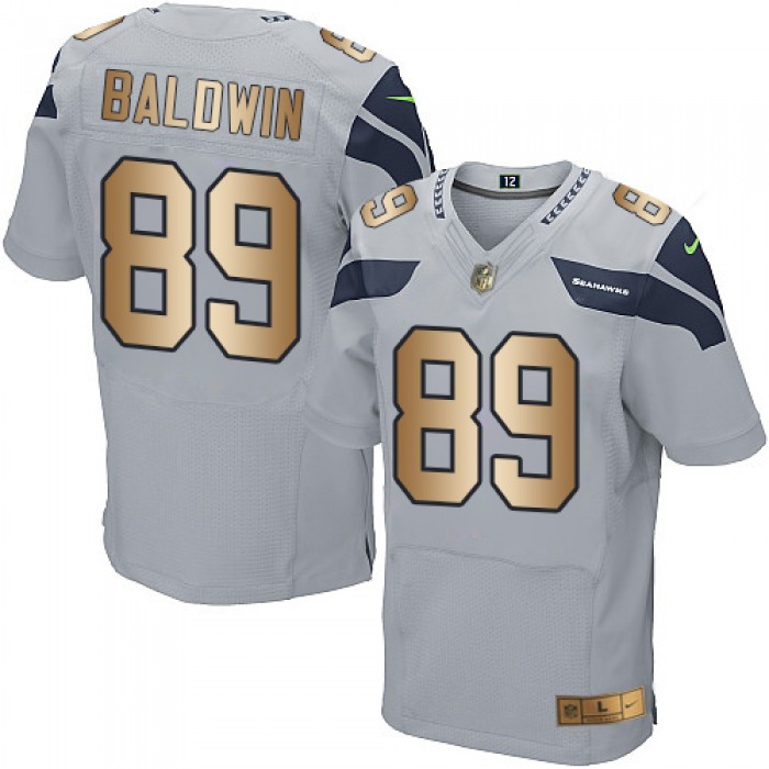 Nike Seahawks #89 Doug Baldwin Grey Alternate Men's Stitched NFL Elite Gold Jersey