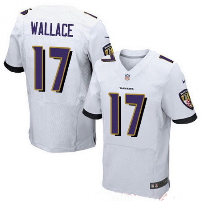 Men's Baltimore Ravens #17 Mike Wallace White Road Stitched NFL Nike Elite Jersey