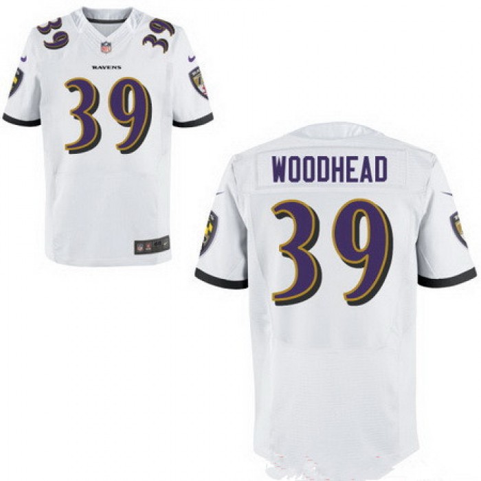 Men's Baltimore Ravens #39 Danny Woodhead White Road Stitched NFL Nike Elite Jersey