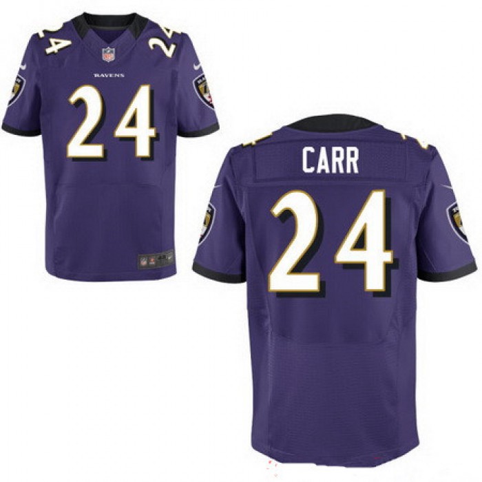 Men's Baltimore Ravens #24 Brandon Carr Purple Team Color Stitched NFL Nike Elite Jersey