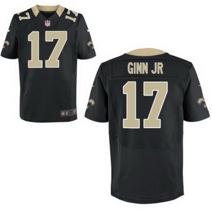 Men's New Orleans Saints #17 Ted Ginn Jr Black Team Color Stitched NFL Nike Elite Jersey