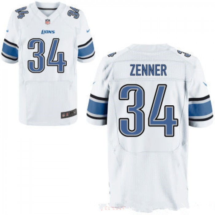 Men's Detroit Lions #34 Zach Zenner White Road Stitched NFL Nike Elite Jersey