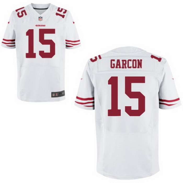 Men's San Francisco 49ers #15 Pierre Garcon White Road Stitched NFL Nike Elite Jersey