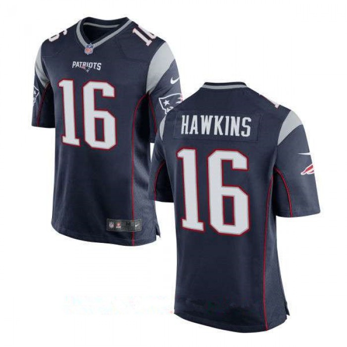 Men's New England Patriots #16 Andrew Hawkins Navy Blue Team Color Stitched NFL Nike Elite Jersey