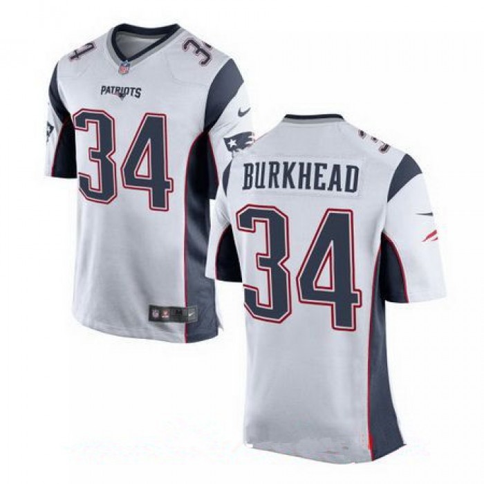 Men's New England Patriots #34 Rex Burkhead White Road Stitched NFL Nike Elite Jersey