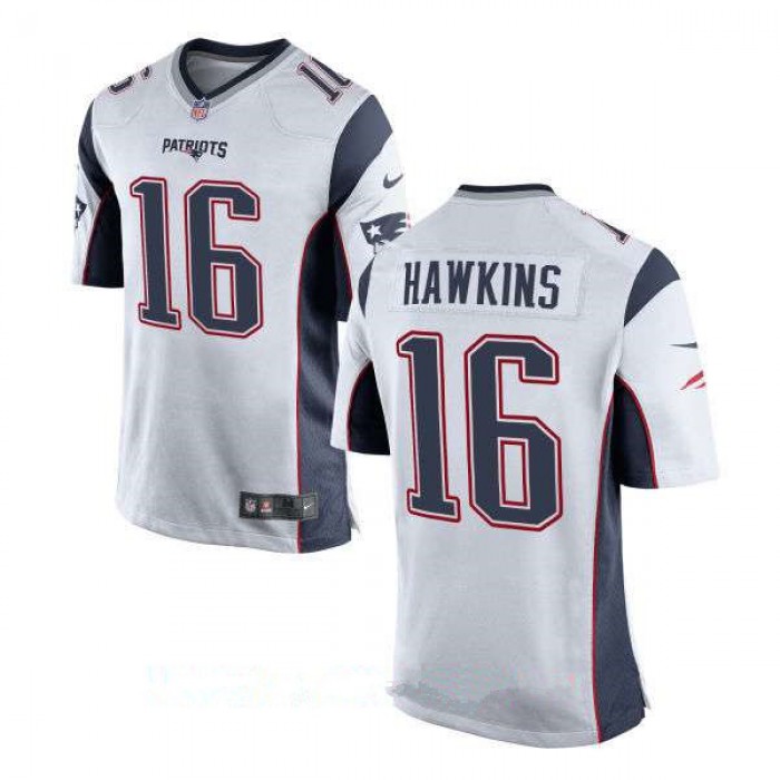 Men's New England Patriots #16 Andrew Hawkins White Road Stitched NFL Nike Elite Jersey