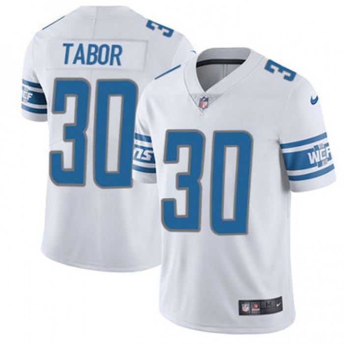 Nike Detroit  Lions #30 Teez Tabor White Men's Stitched NFL Elite Jersey