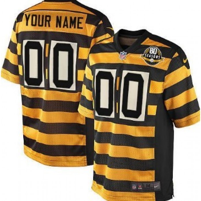 Men's Nike Pittsburgh Steelers Blank (no name and no number)Yellow With Black Throwback 80TH Jersey