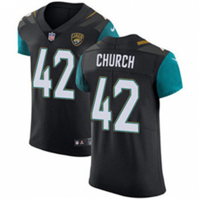 Men's Nike Jacksonville Jaguars #42 Barry Church Black Alternate Stitched NFL Vapor Untouchable Elite Jersey