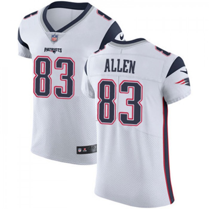 Men's Nike New England Patriots #83 Dwayne Allen White Stitched NFL Vapor Untouchable Elite Jersey