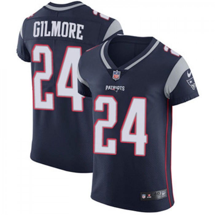 Men's Nike New England Patriots #24 Stephon Gilmore Navy Blue Team Color Stitched NFL Vapor Untouchable Elite Jersey