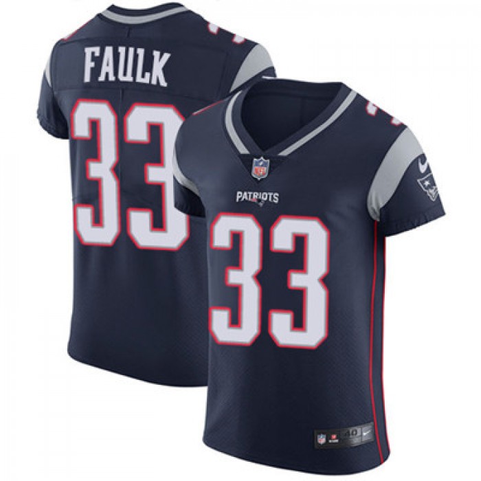 Men's Nike New England Patriots #33 Kevin Faulk Navy Blue Team Color Stitched NFL Vapor Untouchable Elite Jersey