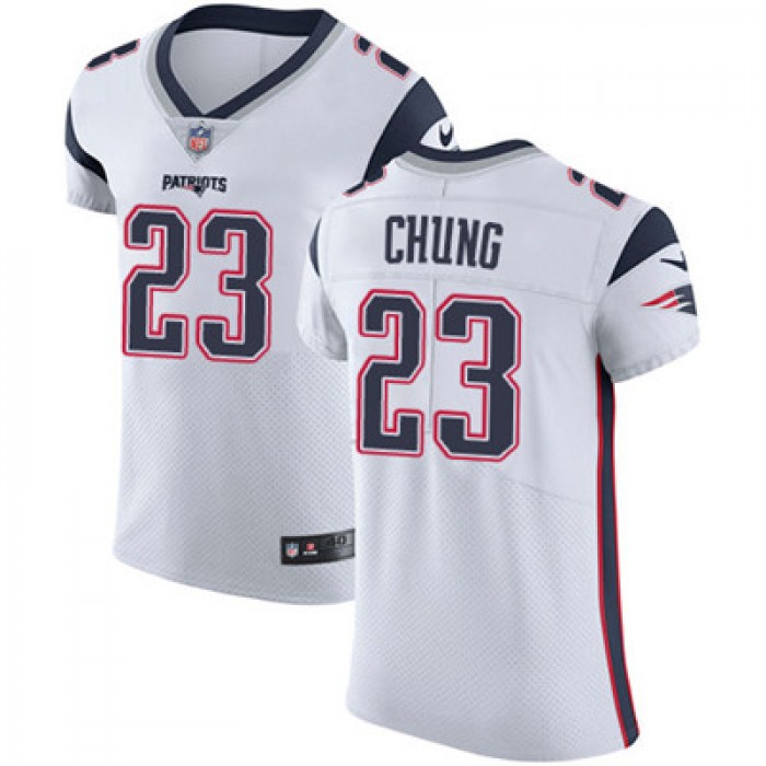Men's Nike New England Patriots #23 Patrick Chung White Stitched NFL Vapor Untouchable Elite Jersey