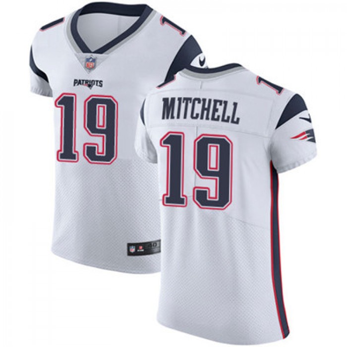 Men's Nike New England Patriots #19 Malcolm Mitchell White Stitched NFL Vapor Untouchable Elite Jersey