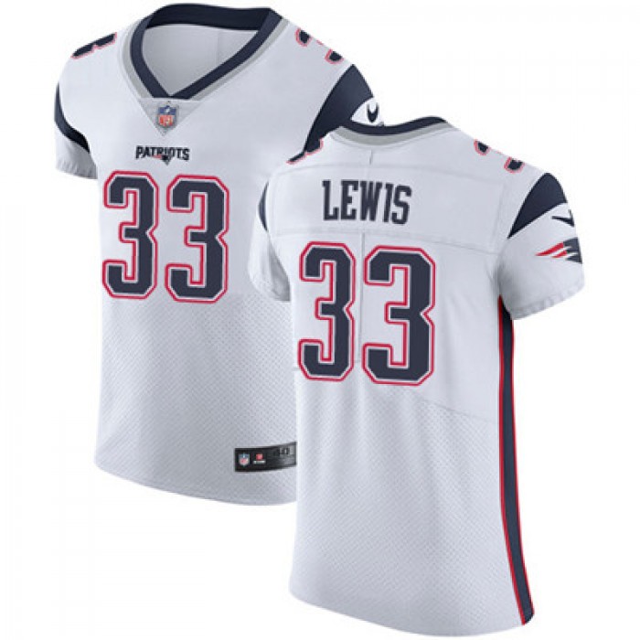 Men's Nike New England Patriots #33 Dion Lewis White Stitched NFL Vapor Untouchable Elite Jersey