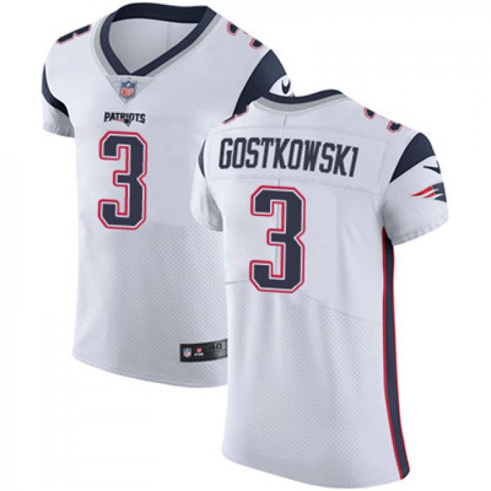 Men's Nike New England Patriots #3 Stephen Gostkowski White Stitched NFL Vapor Untouchable Elite Jersey