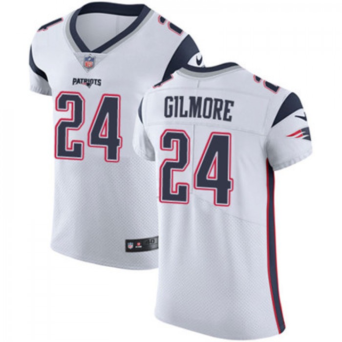 Men's Nike New England Patriots #24 Stephon Gilmore White Stitched NFL Vapor Untouchable Elite Jersey