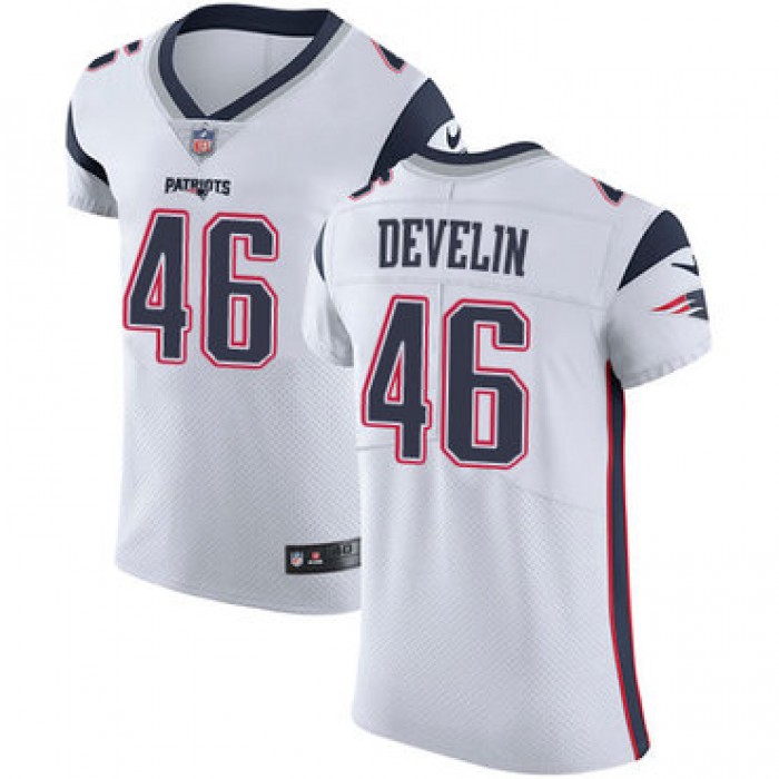 Men's Nike New England Patriots #46 James Develin White Stitched NFL Vapor Untouchable Elite Jersey