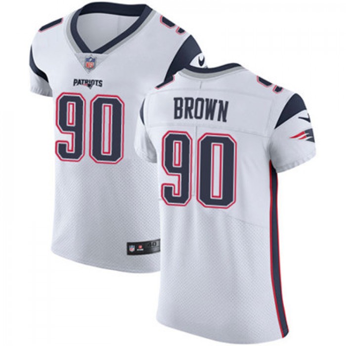 Men's Nike New England Patriots #90 Malcom Brown White Stitched NFL Vapor Untouchable Elite Jersey