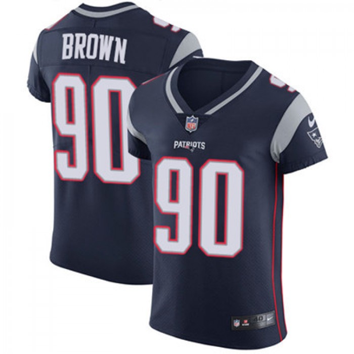 Men's Nike New England Patriots #90 Malcom Brown Navy Blue Team Color Stitched NFL Vapor Untouchable Elite Jersey
