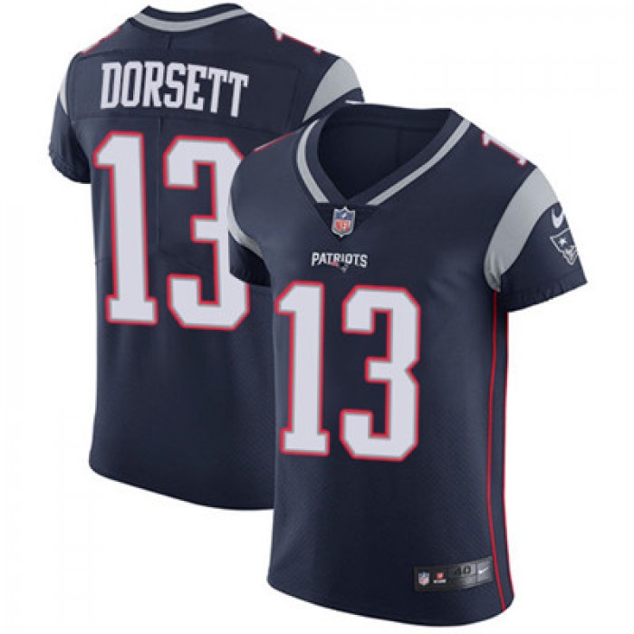 Men's Nike New England Patriots #13 Phillip Dorsett Navy Blue Team Color Stitched NFL Vapor Untouchable Elite Jersey